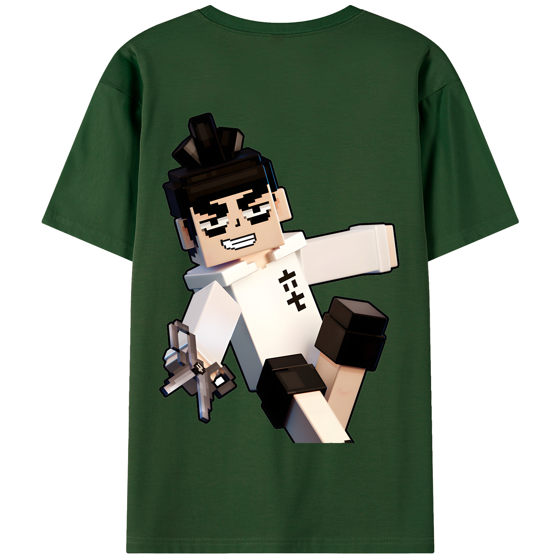 （画像用） マインクラフト ブロックの世界 Minecraft MC Block world 綿100％半袖Tシャツ（背面プリント）